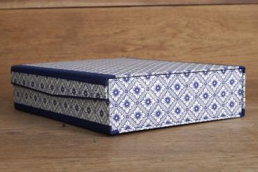 Box for memories blue and white pattern